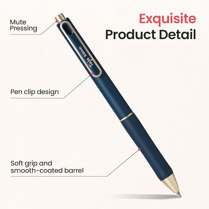 Gel Pens, 6 Pcs Quick Dry Blcak Gel Ink Pens, 0.5mm Fine Point Smooth Writing Pens for Journaling and Note Taking, Cute Aesthetic Pens for Women & Men-Sand Gold