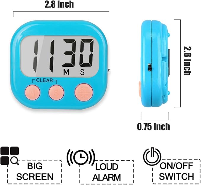 Classroom Timers for Teachers Kids Large Magnetic Digital Timer 2 Pack Blue White