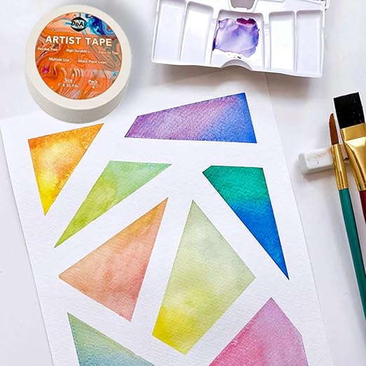 4 Pack White Artist Tape - Art Masking Tape for Watercolor Paper, Canvas Acrylic Painting, Curves, Framing, Paint, Gouache, Console - Acid Free Drafting Tape 0.40" Wide - 360FT Total