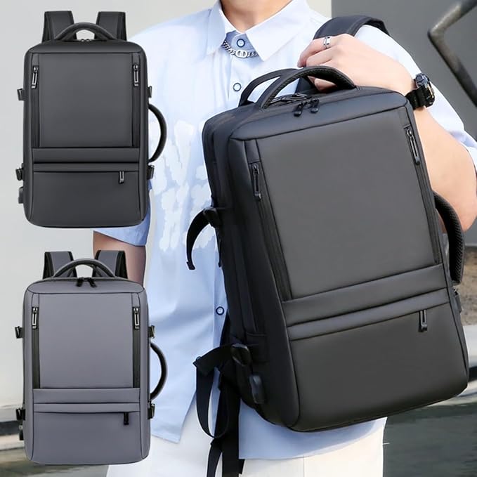 Travel Backpack for Women, Business Anti Theft Water Resistant Durable Scalable Laptop Backpack with USB Charging Port, 17 Inch Computer Bag Rucksack Casual Daypacks, Gifts for Men & Women, Grey