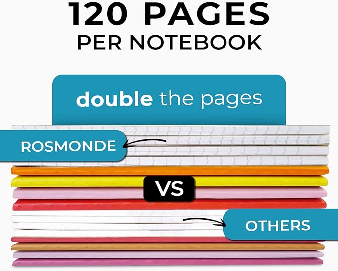 12 Pack Kraft Journals A5, Extra Pages - 120 Pages (60 Sheets), College Ruled, 8 x 5.7 Small Kraft Notebooks, Rainbow Spines, Kraft Composition Notebook Journals for School Home & Office