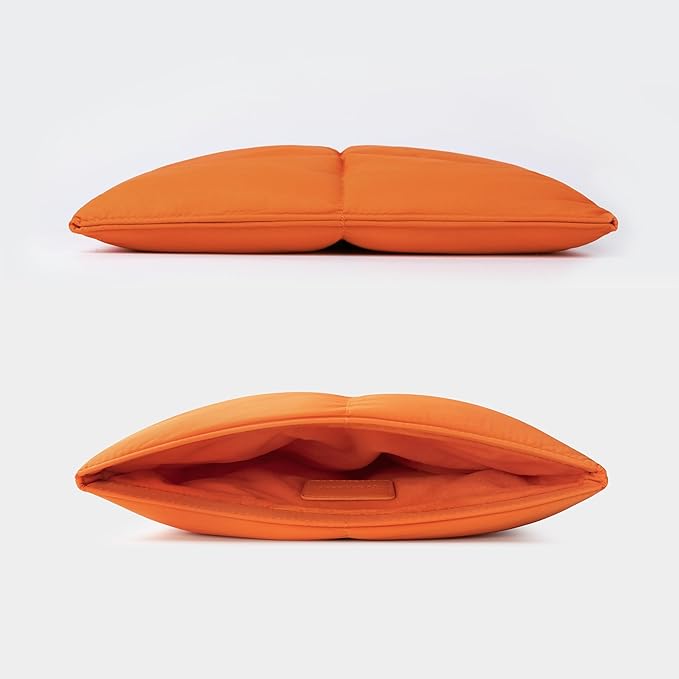 Comfyable Puffy Laptop Sleeve 13 Inch 14 Inch, Quilted Puffer Laptop Carrying Case for Women, Pillow Case Compatible for MacBook Air M3 2024 M2 M1, MacBook Pro M4 Pro/Max, 13 in 14 in Cover, Orange