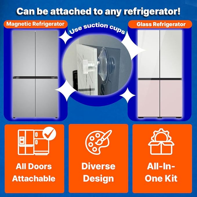 GEEKBEAR Dry Erase Refrigerator Calendar with 3 Markers - Attachable to Any Fridge with Special Suction Cups - Monthly and Weekly Designs, Acrylic - 15.7" x 10.6" (03. Modern Pink, Monthly)