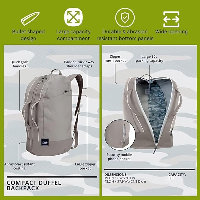 Skyway Luggage Rainier Compact Duffel Backpack, Eco-Friendly, Made of 100% rPET Travel Laptop Bag for Women & Men, Flight Approved Carry On Bag, 30L, Moab Red