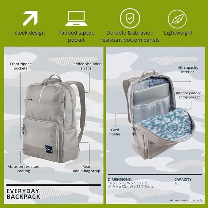 Skyway Luggage Rainier Simple Backpack, Eco-Friendly Made of 100% rPET Travel Laptop Bag for Women & Men, Flight Approved Carry On Bag, 16L, Tahoe Blue