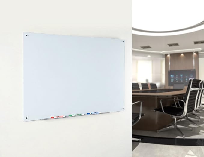 Audio-Visual Direct Magnetic Ultra White Glass Dry-Erase Board Set - 3' x 2' - Includes Magnets, Hardware & Marker Tray