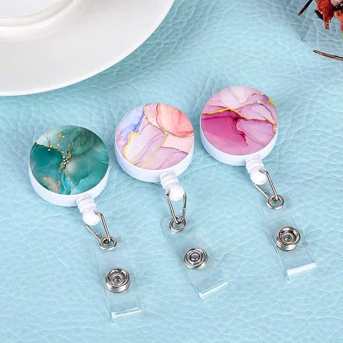 Retractable Badge Reel Clip, Badge Holder with Alligator Clip, Cute Badge Clip on ID Name Card Holders for Nurse Doctor and Office (3Pack Pretty Sloth)