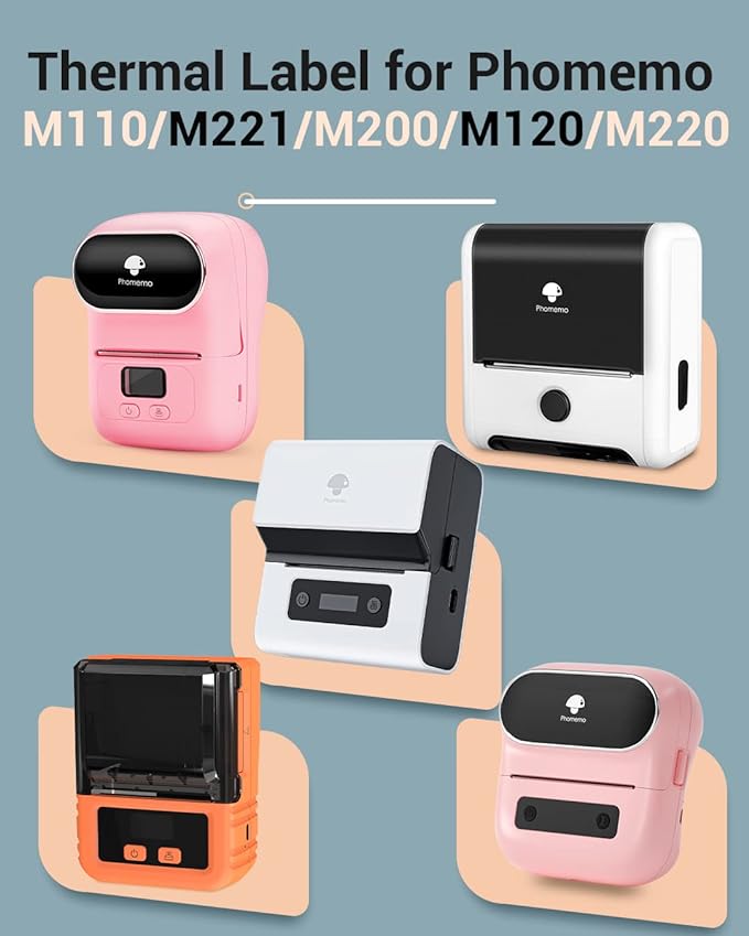 Phomemo Sticker Label M110/M221/M220/M120/M200/M110S Thermal Label- Black on Khaki 1.57"x1.18"(40x30mm) for Small Business, Home, Office, 230 Labels/Roll