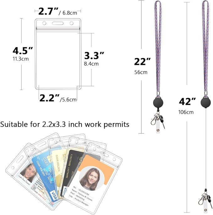 6 Pack Retractable Badge Lanyards and ID Badge Holder, Strap Lanyard with Swivel Metal Clasp for Badge Holders, Keychains, Offices, Staff, Students, Employees, Paisley Blue