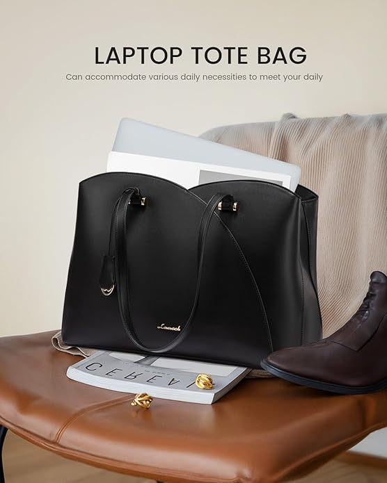 LOVEVOOK Laptop Tote Bag for Women, Work Bags Teacher Tote Bag, Leather Computer Bag Purses Handbag Professional Briefcase