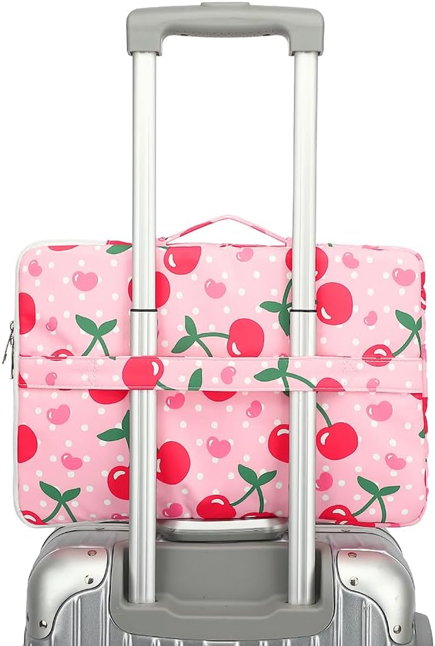 canvaslife 360° Protective Laptop Sleeve Case Bag with 3 Pockets for 14 inch Dell HP Lenovo Laptop and MacBook Pro 14 inch,Surface Laptop 14.4 inch (Cherry)