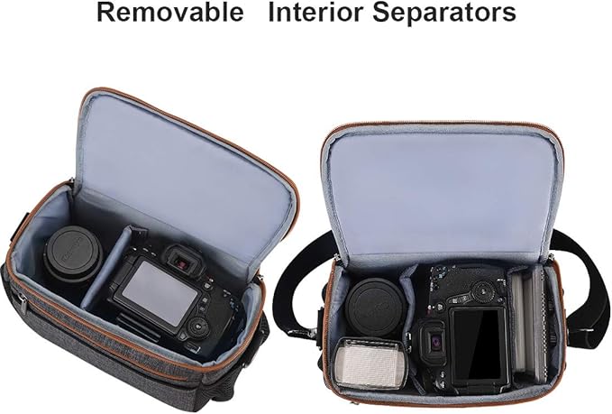 DOMISO Camera Bag Case Waterproof Anti-Shock Shoulder Bag for SLR DSLR Compatible with Nikon D90 D7000 D5300/Canon 60D 700D 5D2/Sony A580 A900/OLYMPUS/Fujifilm/Sony/Panasonic/Pentax/Samsung,Grey