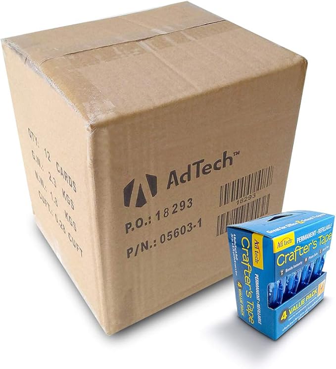 AdTech Glue Runner For Scrapbooking Supplies, case pack, Clear 4 Count (Pack of 12) cartridges,05603-CASE