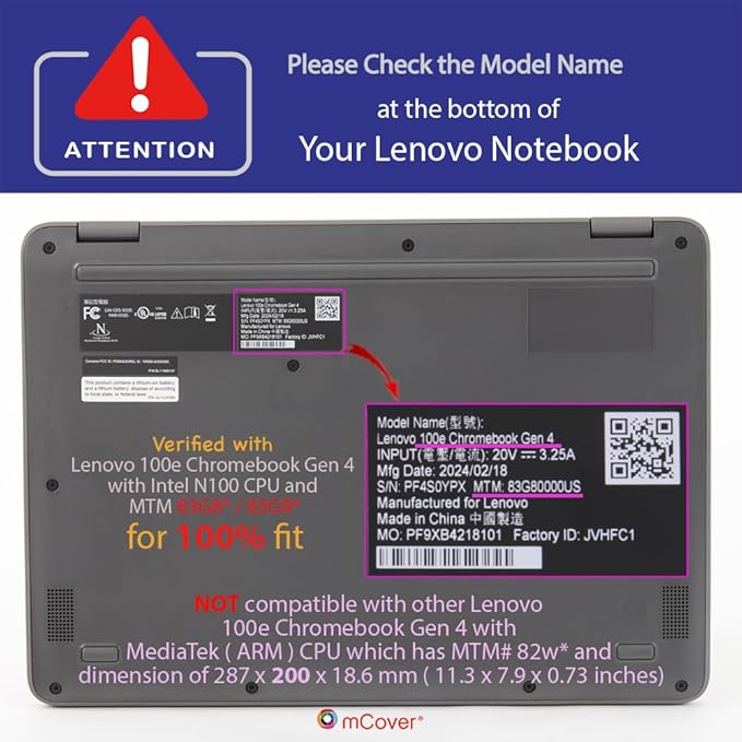 mCover Hard Case ONLY Compatible for 2024~2025 11.6" Lenovo 100E Chromebook Gen 4 (with Intel CPU and Model# 83G*) Laptop Computer (NOT Fitting Any Other Lenovo Models) - Aqua