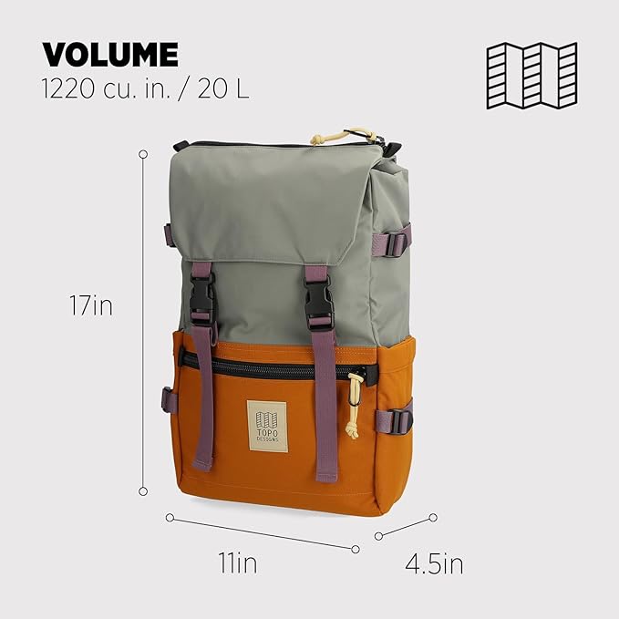 Topo Designs Unisex Rover Pack Classic, Beetle/Spice, One Size
