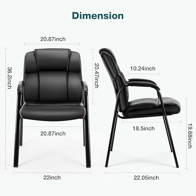 OLIXIS Waiting Room Chairs Set of 8, Leather Office Desk Reception Guest Stationary Side Chair with Padded Arms for Home Conference Lobby Area Meeting Church Medical Clinic Elderly Student