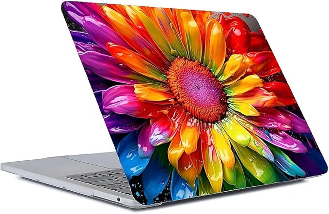 Compatible with MacBook Air 13.6 Inch Case 2024 2023 2022 Release Model A3113 M3 A2681 M2, Colorful Rainbow Sunflowers Hard Plastic Shell Cover Case