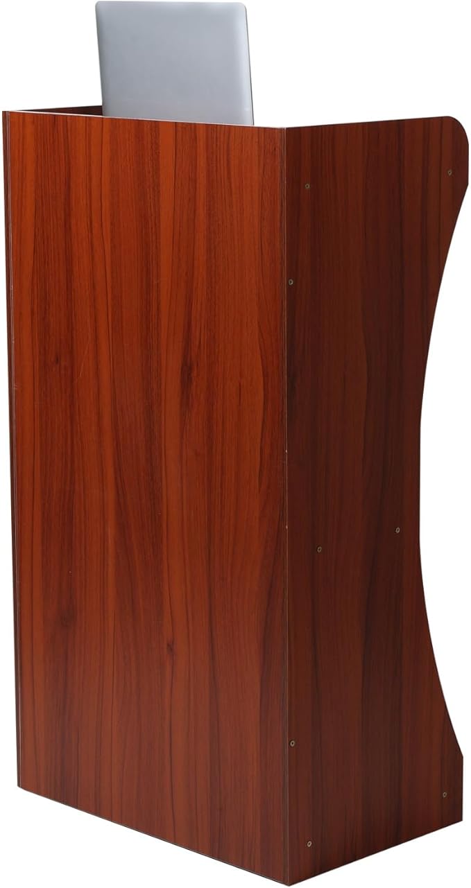 Podium Stand with Wheels, Wooden Versatile Reddish Brown Lectern for Classroom, Church Pulpits, Reception Desks, Lectures, Cash Registers