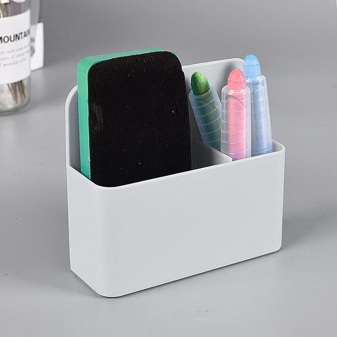 Magnetic Dry Erase Marker Holder - 2 Pack Pen Holder for Fridge, Whiteboard, School, Office, Home, Cup, White