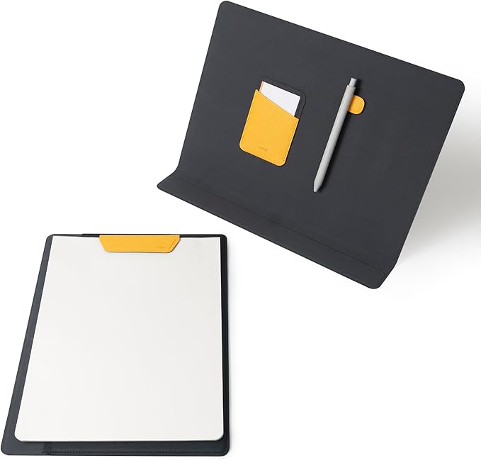 LHiDS Folio Lite 2.0 with Stand, Business Portfolio Resume, 3-in-1 Padfolio with Magnetic Accessories, Work as Notebook Cover, Clipboard, Organizing Board for Home and Office (Yellow, A4/Letter)