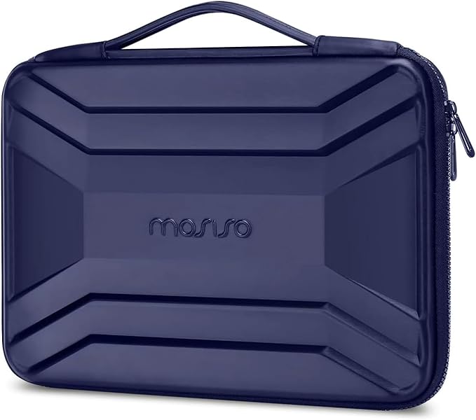 MOSISO 13-13.3 inch Laptop Sleeve with Handle, Waterproof Shockproof Protective Symmetrical Trapezoid EVA Computer Bag Carrying Case Compatible with MacBook Air/Pro 13.3, Dell XPS 13, Navy Blue