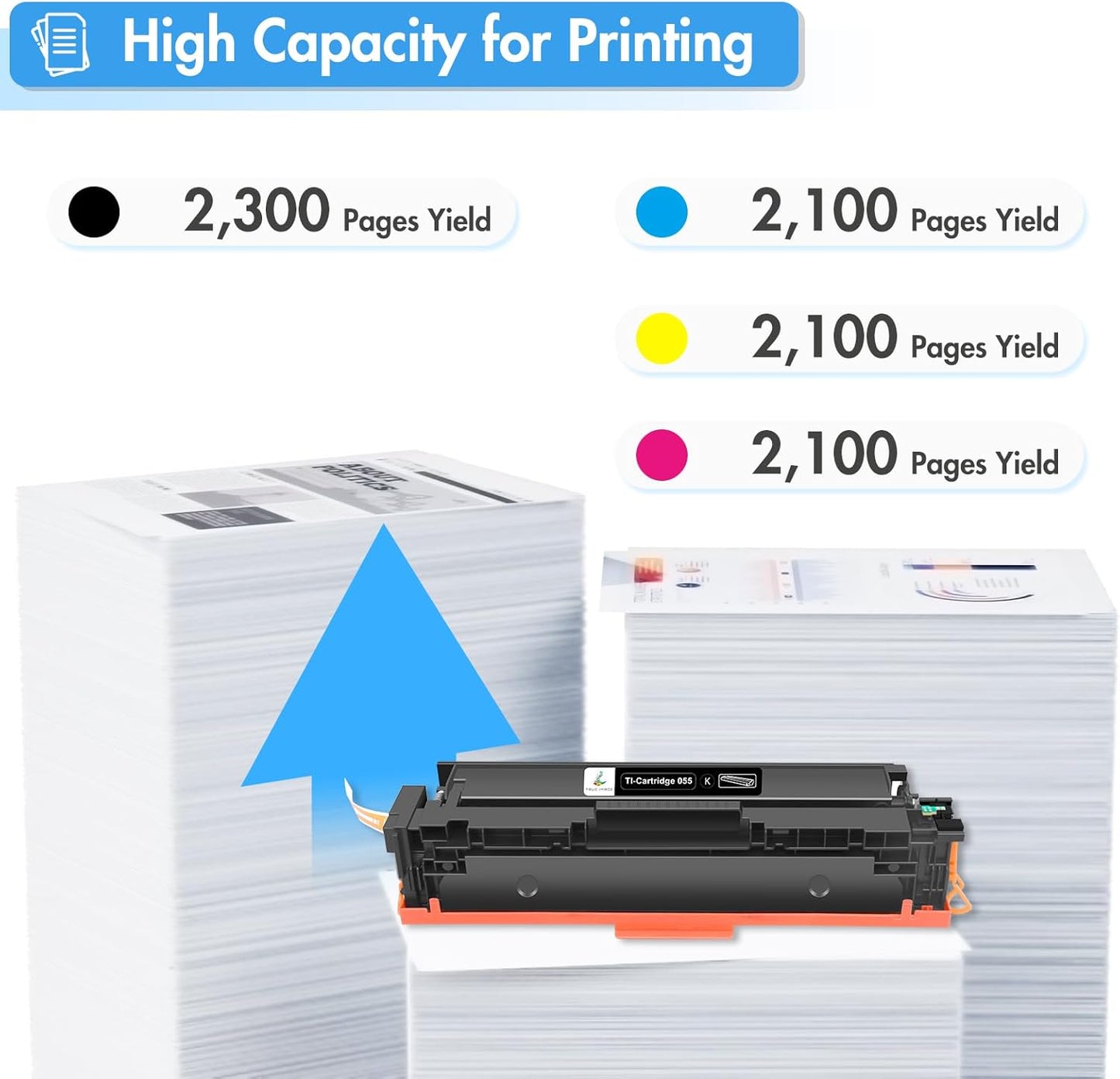 TRUE IMAGE 055 055H Toner Cartridge Set MF743Cdw MF741Cdw Compatible for Canon 055 055H Toner for Canon MF743Cdw MF741Cdw MF745Cdw MF746Cdw LBP664Cdw Printer (Black Cyan Magenta Yellow, 4-Pack)