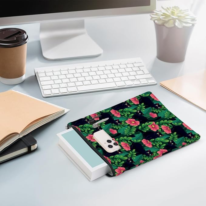 Pink Floral Pattern Book Lovers Gifts Waterproof Book Sleeve Book Pouch Book Protector with Zipper and Front Pocket BookCover Case for Women Girl Friend Sister Book Accessories Book Club Gifts