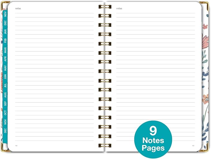 HARDCOVER 2025 Planner, 5.5"x8": 14 Months (November 2024 - December 2025), Daily Weekly Monthly Planner, Yearly Agenda, Bookmark, Pocket Folder and Sticky Note Set (Colorful Botanicals)