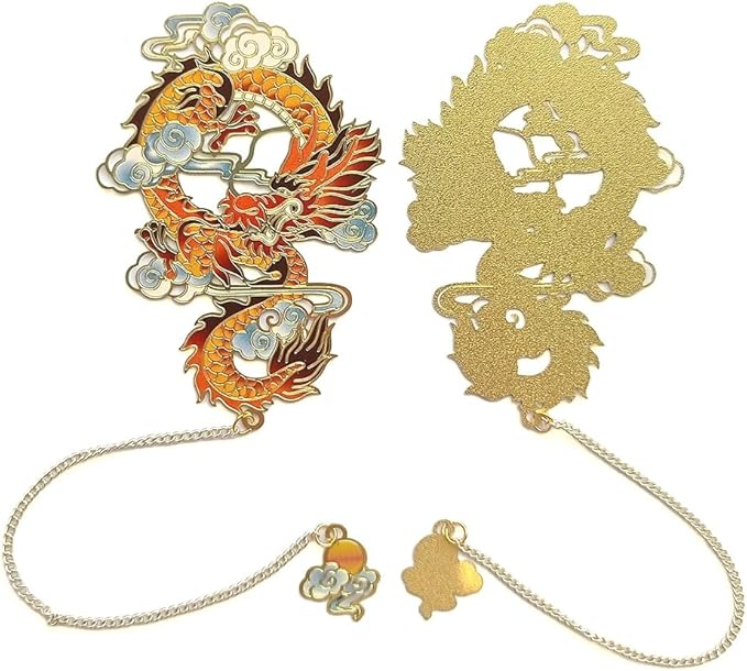 MOZART Chinese Dragon Gift Box Chinese Style Brass Bookmark Classical Mythological Characters Mountain and Sea Sutra Series Creative Cultural Copper Bookmark Metal Bookmarks