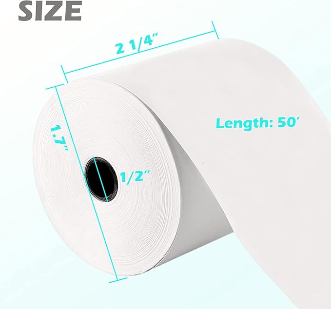 Immuson 2 1/4 x 50 Thermal Paper Receipt Rolls 2.25 x 50 ft Receipt Paper POS Cash Register Fits Credit Card Terminals Verifone (50 Rolls)