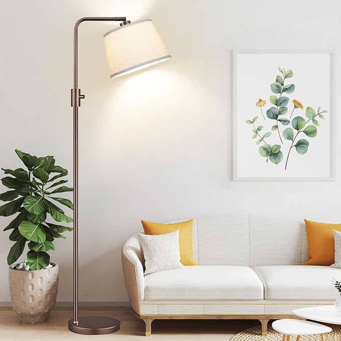 【Upgraded】 Dimmable Floor Lamp, 1000 Lumens LED Edison Bulb Included, Arc Floor Lamps for Living Room Modern Standing Lamp with Shade, Tall Lamps for Living Room Bedroom Office Dining Room - Brown