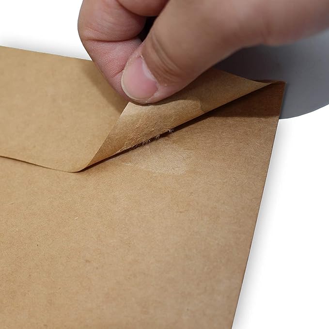200 Qty Printable A7 Invitation Envelopes 5.25 x 7.25, Self Seal 120GSM Brown Kraft Paper Envelopes for Invitations, Papers, Photos, Documents, Wedding, Baby Shower, Easy to Seal