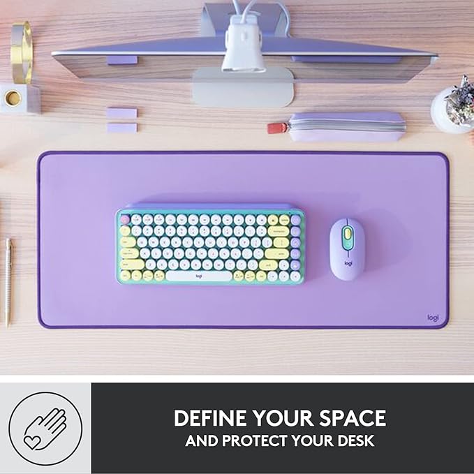 Logitech Desk Mat - Studio Series, Multifunctional Large Desk Pad, Extended Mouse Mat, Office Desk Protector with Anti-slip Base, Spill-resistant Durable Design, in Lavender