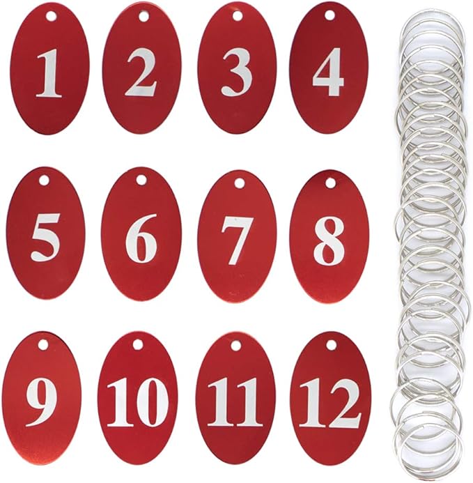 StayMax Aluminum Alloy Oval Number Tag Key Tag with Key Rings