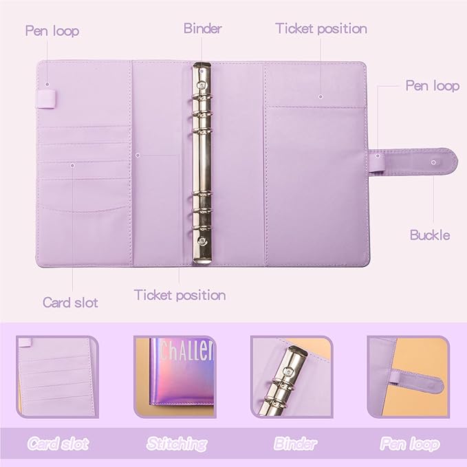 100 Envelopes Challenge Binder Savings Challenges Book, A5 Money Saving Planner Cash Envelope Budget Binder with Erasable Pen, Easy and Fun Way to Save $5,050, 10,000 and $500 (Dazzle Silver)