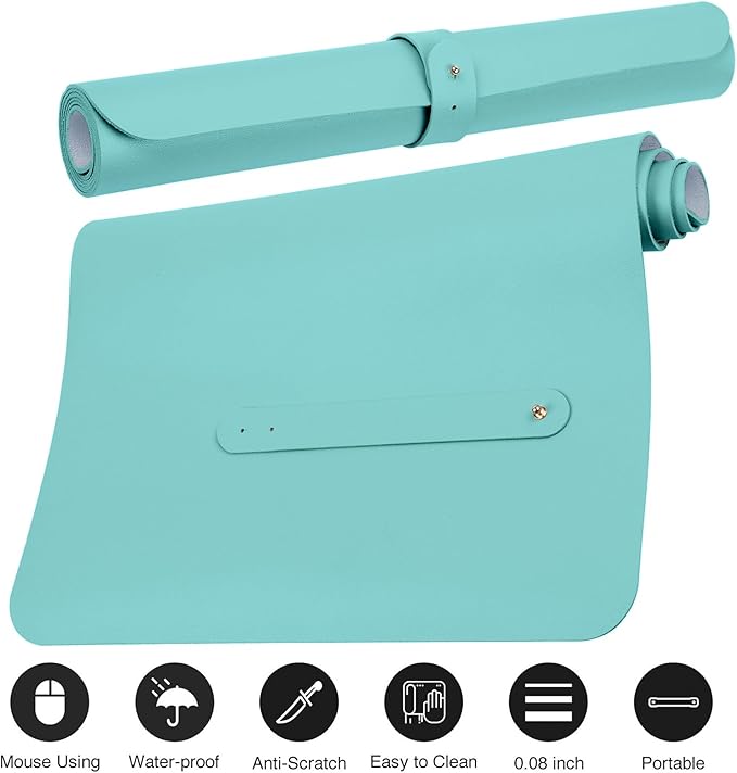 Boutilon Leather Desk Pad,47"x 24"XXX Large Business Desk Pad,Waterproof Student Study Desk Mat Protector Writing Pad for Keyboard and Mouse in Home Office Accessories(XXXL-Bright Blue)