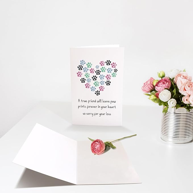 Chenive Pet Loss Sympathy Card - For Dog or Cat Owner, Men or Women, Bereavement Card