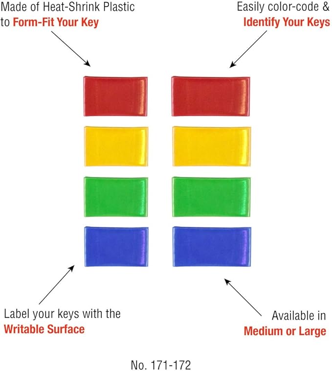 Lucky Line Colorful Key Bands - Key Identifiers Medium, 4 Pack (17104)