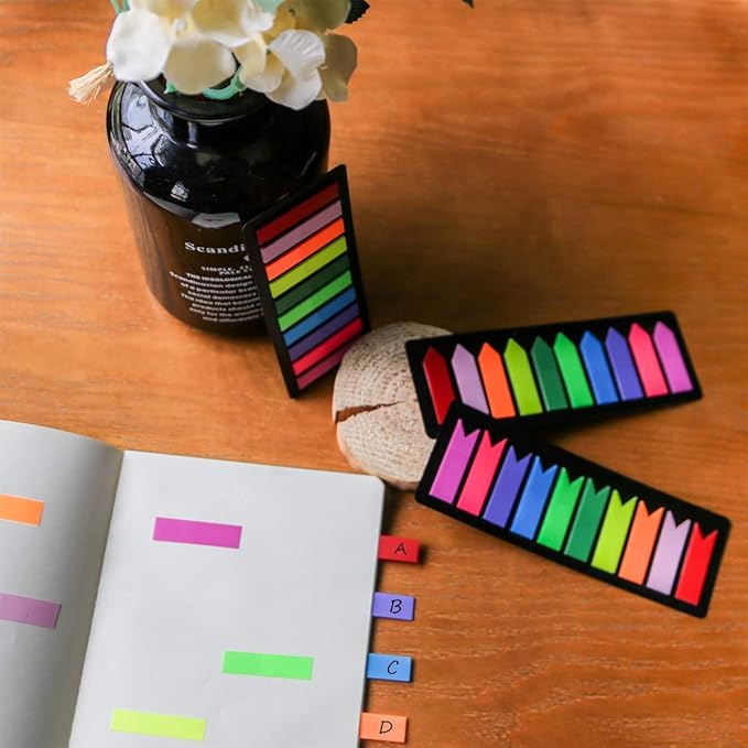 KICNIC Page Markers Sticky Index Tabs 1500 Pcs, Arrow Flag Tabs Colored Sticky Notes for Page Marker Bookmarks, 10 Colors, Stick Securely, Remove Cleanly