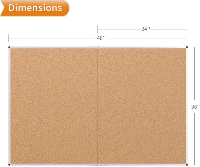 VIZ-PRO Cork Bulletin Board/Foldable Noticeboard, 48 X 36 Inches, Silver Aluminium Frame