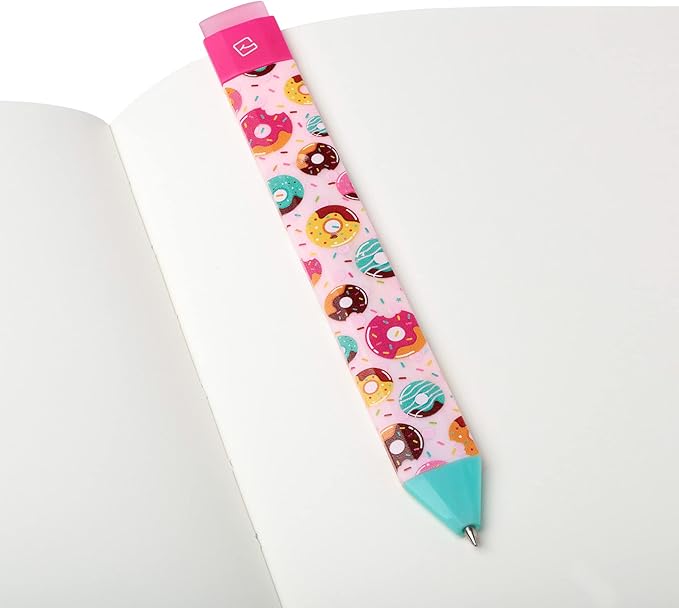New Pen Bookmark with Refills | Erasable Ballpoint Gel Pen and Bookmark 3-in-1 | Ink Novelty Pen with Eraser | Page Marker | Book Marker | Page Holder Clip | Gift for Reader and Writer (Doughnut)