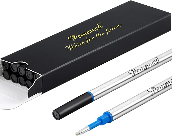 Rollerball Pen Refills Work for G5/G8 Pens, Parker Waterman Compatible Pen Refills,Gel Ink Metal Standard Size Fine Point 0.7mm Blue Ink (Pack of 10)