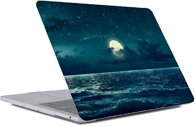 Compatible with 14.2 Inch MacBook Pro A2442/A2779, Night Sea Beach Moon Ocean Landscape Hard Plastic Shell Cover Case