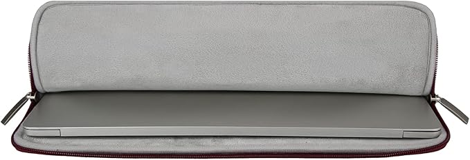 RAINYEAR 15 Inch Laptop Sleeve Soft PU Leather Case Protective Water Resistant Padded Cover Carrying Computer Bag Compatible with 15.4 MacBook Pro, Surface Laptop 3/4 15", New XPS 15 Touch(RED)