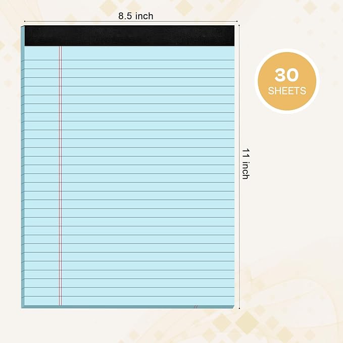 Legal Pads 8.5 x 11, 6 Pack Colored Note Pads 8.5 x 11 Pink Notepad 8.5 x 11 Multi-Color Pink/Green/Blue Writing Pads 8.5 x 11 Lined Paper Pads Wide Ruled Legal Pad Notebook Paper, 30 Sheets per Pad