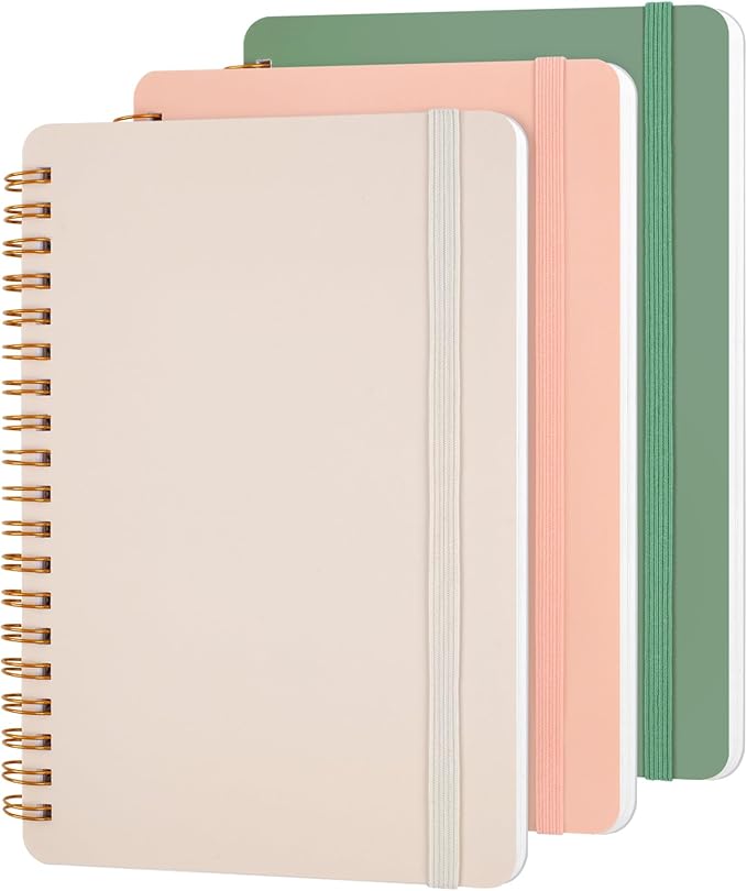 Utron 3 PCS Small Spiral Notebook 5x7, Notebooks for Note Taking, Morandi Spiral Journal Notebook, Work Notebook Small Notebooks 5x7 with Strap, Cute Notebooks for Women 70 Sheets/Note Books