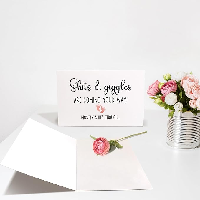Funny Baby Shower Card for New Parents, New Baby Card for New Dad New Mom, Pregnancy Congratulations Card for Couple, Shits & Giggles Are Coming Your Way