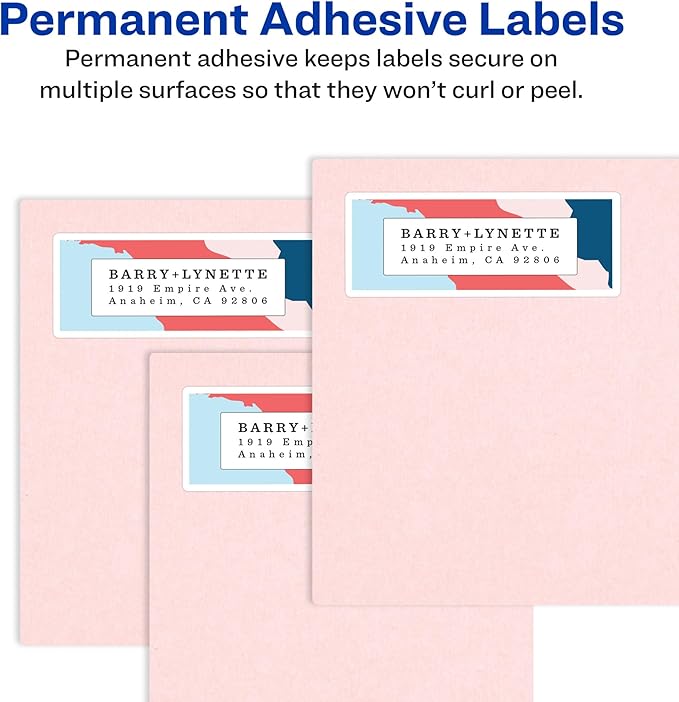 Avery Address Labels with Sure Feed and Easy Peel Technology, Glossy White Labels, 1" x 2-5/8", Permanent, Laser/Inkjet, 750 Glossy Labels (6526)