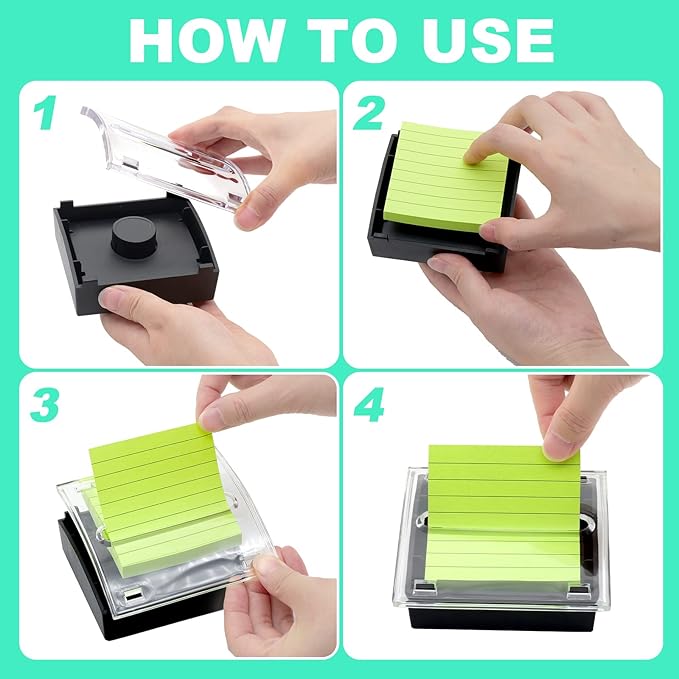 Pop Up Sticky Note Dispenser Sticky Note Holder Pop Up Note Dispenser Transparent Top for 3 x 3 Inch Sticky Notes School Office Home Store Black Base Clear Top (12)