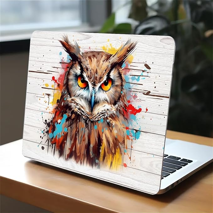 Compatible with MacBook Air 13.3 inch Case 2018-2020 Release A1932 A2179 A2337, Funny Colorful Owl Hard Plastic Shell Cover Case